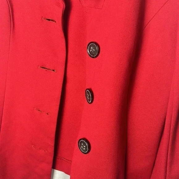 Cleo red pea coat ,SM, single breasted,career,winter,Xmas red,closet staple,EC - Picture 14 of 17